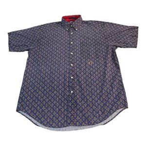TOMMY HILFIGER ALL OVER PRINT Large Anchor Sailing Nautical Shirt VTG 90’s